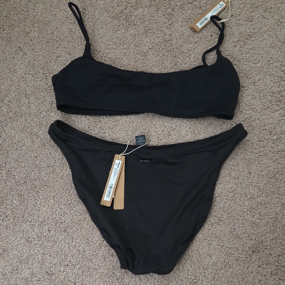*NWT* SKIMS Black Bikini Set - Minimal Bandeau Top & Classic Bottom